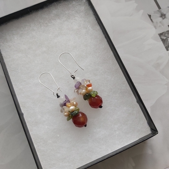 Agate and Pearl earrings - Picture 2 of 2